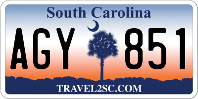 SC license plate AGY851
