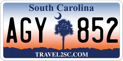 SC license plate AGY852
