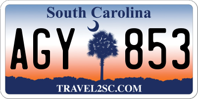 SC license plate AGY853