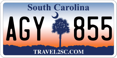 SC license plate AGY855