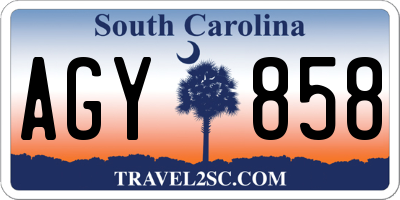 SC license plate AGY858