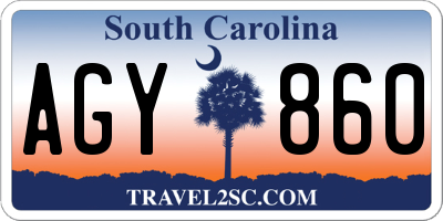 SC license plate AGY860
