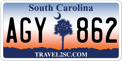 SC license plate AGY862