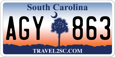 SC license plate AGY863