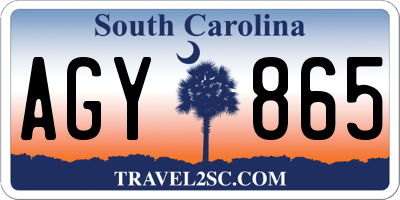 SC license plate AGY865