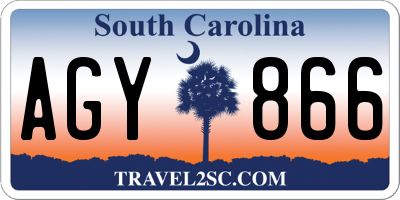 SC license plate AGY866