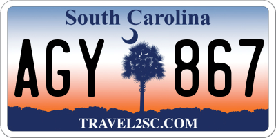 SC license plate AGY867