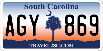 SC license plate AGY869