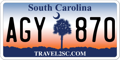 SC license plate AGY870