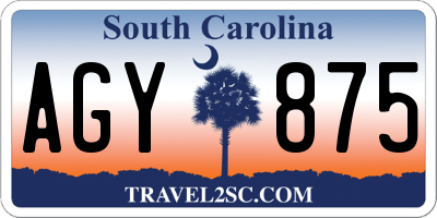 SC license plate AGY875