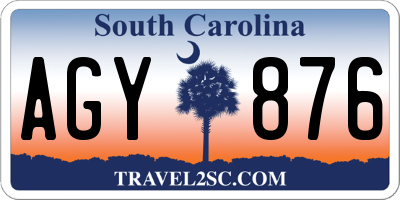 SC license plate AGY876