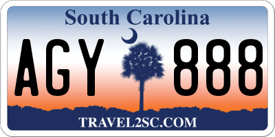 SC license plate AGY888