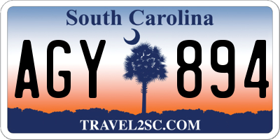 SC license plate AGY894