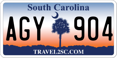 SC license plate AGY904