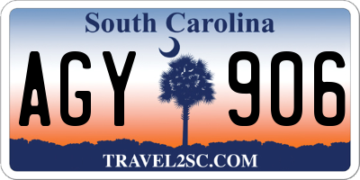 SC license plate AGY906