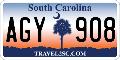 SC license plate AGY908