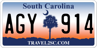 SC license plate AGY914