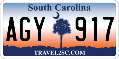 SC license plate AGY917