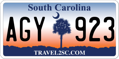 SC license plate AGY923