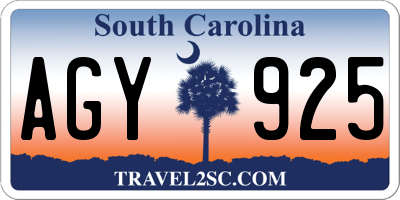 SC license plate AGY925