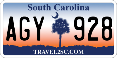 SC license plate AGY928