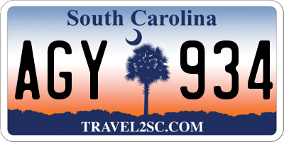 SC license plate AGY934