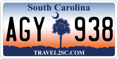 SC license plate AGY938