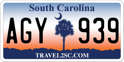 SC license plate AGY939