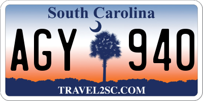 SC license plate AGY940