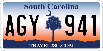 SC license plate AGY941