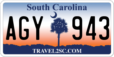 SC license plate AGY943