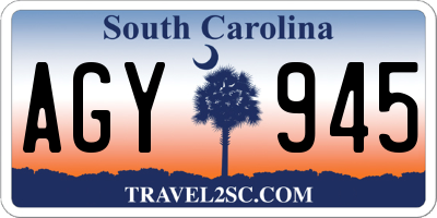 SC license plate AGY945