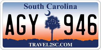SC license plate AGY946