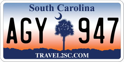 SC license plate AGY947