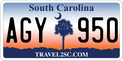 SC license plate AGY950