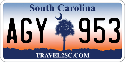 SC license plate AGY953