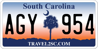 SC license plate AGY954
