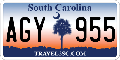 SC license plate AGY955