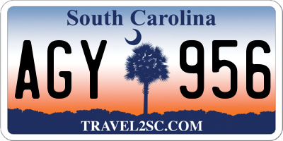 SC license plate AGY956