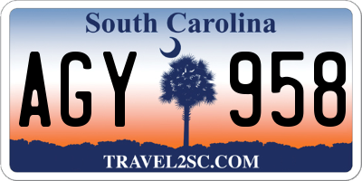 SC license plate AGY958