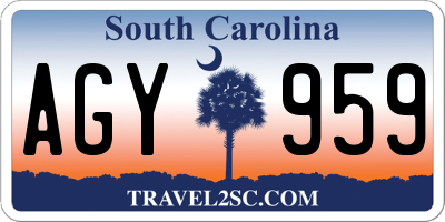 SC license plate AGY959