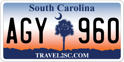 SC license plate AGY960