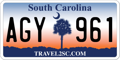 SC license plate AGY961