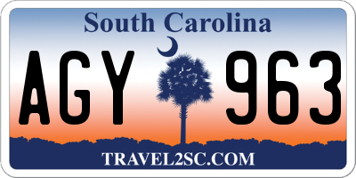 SC license plate AGY963