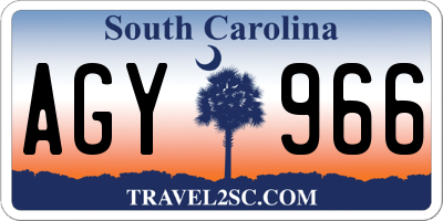 SC license plate AGY966