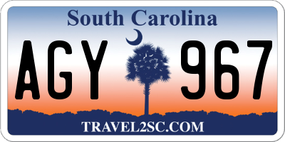 SC license plate AGY967
