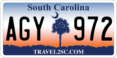 SC license plate AGY972