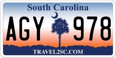 SC license plate AGY978