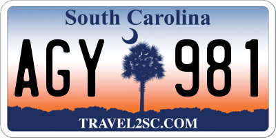 SC license plate AGY981