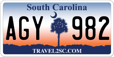 SC license plate AGY982